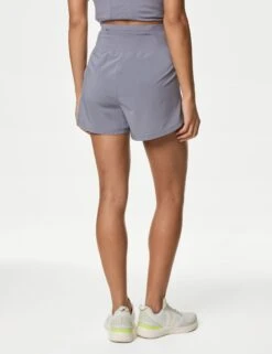 High Waisted Sports Shorts - Lavender Grey -The Sports Edit goodmove high waisted sports shorts lavender grey T51 5740A 6