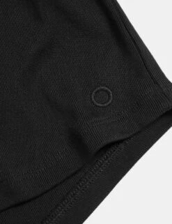 Modal Rich Ribbed Relaxed High Waisted Yoga Shorts - Black -The Sports Edit goodmove modal rich ribbed relaxed hw yoga shorts black 6345 6