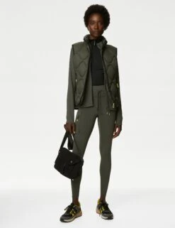 Stormwear Quilted Funnel Neck Puffer Gilet - Dark Olive -The Sports Edit goodmove stormwear quilted funnel neck puffer gilet dark olive T51 5495 2