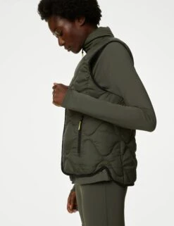 Stormwear Quilted Funnel Neck Puffer Gilet - Dark Olive -The Sports Edit goodmove stormwear quilted funnel neck puffer gilet dark olive T51 5495 4