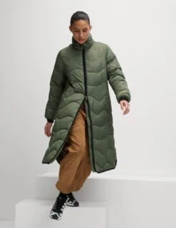 Stormwear Quilted Hooded Longline Puffer Coat - Dark Khaki