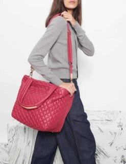 Medium Metro Tote Deluxe - Dahlia -The Sports Edit mz wallace medium metro tote deluxe dahlia 1260x1943 4