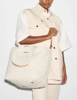 Medium Metro Tote Deluxe - Sandshell -The Sports Edit mz wallace medium metro tote deluxe sandshell 1260x2020 3