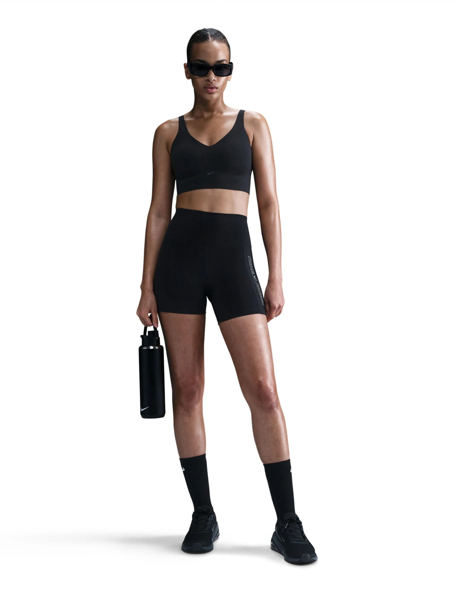 Nike Alate Medium Support Longline Sports Bra - Black/Cool Grey 8 Nike Alate Medium Support Longline Sports Bra - Black/Cool Grey - Image 6