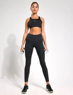 Nike Dri-FIT One High Waisted Printed Tights - Grey Leopard -The Sports Edit nike dri fit one high rise printed tights grey white dm7274 070 0017