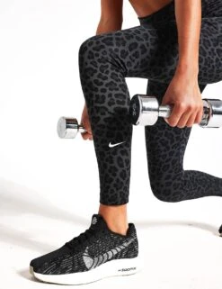 Nike Dri-FIT One High Waisted Printed Tights - Grey Leopard -The Sports Edit nike dri fit one high rise printed tights grey white dm7274 070 0035