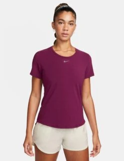 Nike Dri-FIT One Luxe Short-Sleeve Top - Bordeaux/Reflective Silver
