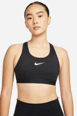 Nike Dri-FIT Swoosh Sports Bra - Black/Dark Smoke Grey/White