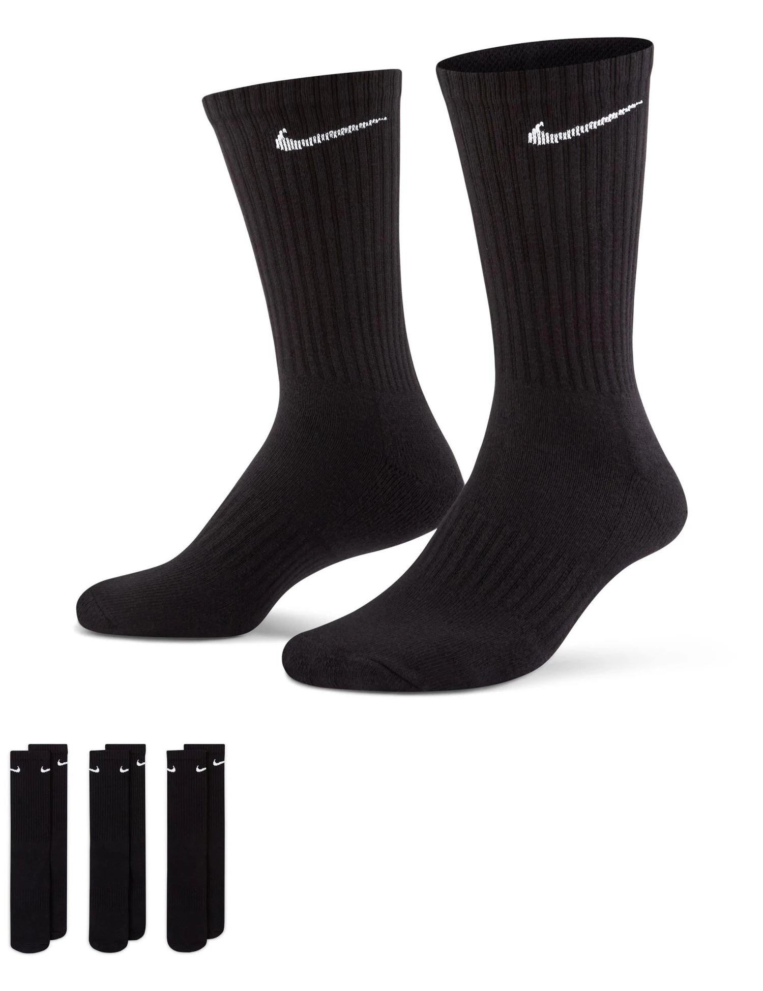 Nike Everyday Cushioned Training Crew Socks (3 Pairs) - Black/White 4 Nike Everyday Cushioned Training Crew Socks (3 Pairs) - Black/White - Image 2