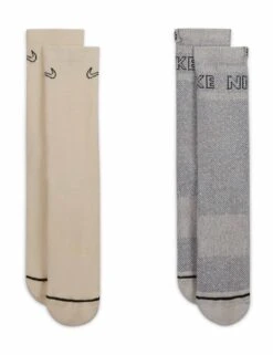 Nike Everyday Plus Cushioned Crew Socks (2 Pairs) - Brown/Grey