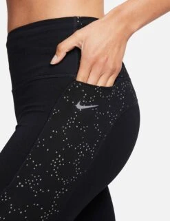 Nike Fast Mid-Rise 7/8 Leggings - Black/Reflective Silver -The Sports Edit nike fast mid rise 7 8 leggings black silver fb4579 010 7