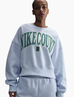NikeCourt Heritage Phoenix Fleece Over-Oversized Sweatshirt - Football Grey/High Voltage/Mineral Teal