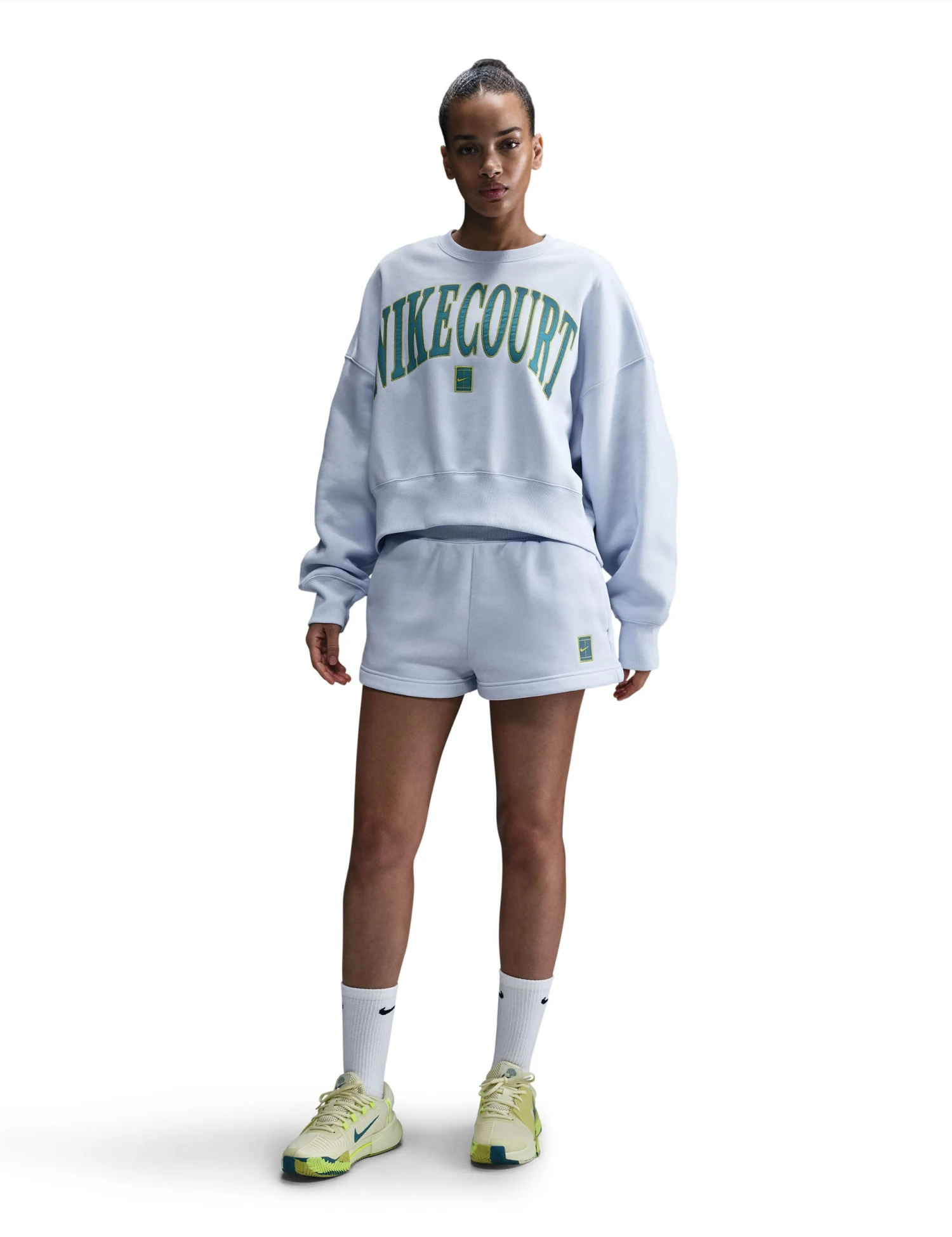 NikeCourt Heritage Phoenix Fleece Over-Oversized Sweatshirt - Football Grey/High Voltage/Mineral Teal 6 NikeCourt Heritage Phoenix Fleece Over-Oversized Sweatshirt - Football Grey/High Voltage/Mineral Teal - Image 4