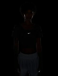 Nike One Classic Dri-FIT Short-Sleeve Cropped Twist Top - Black/White -The Sports Edit nike one classic dri fit short sleeve cropped twist top black white fn2851 010 3