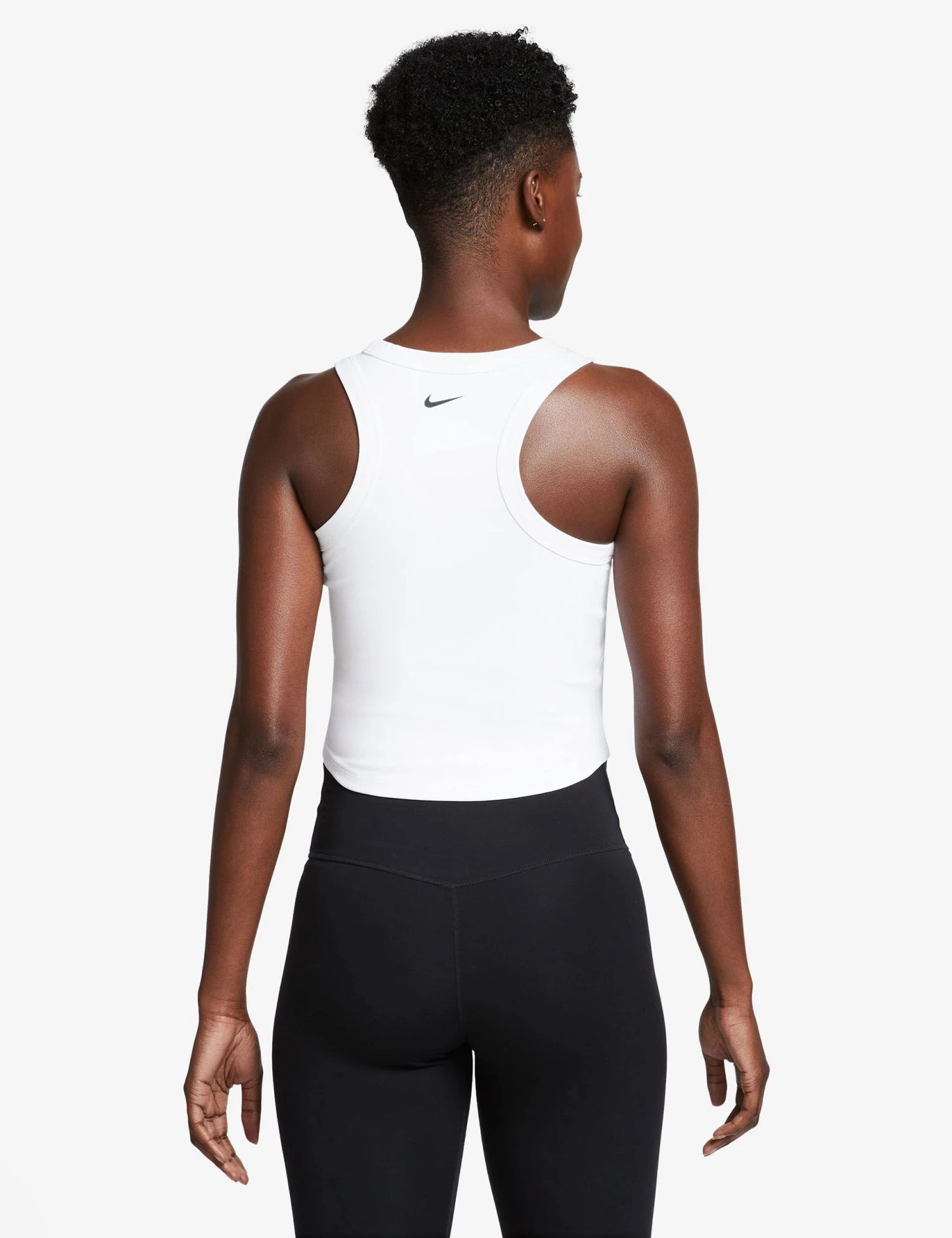 Nike One Fitted Dri-FIT Cropped Tank Top - White/Black 4 Nike One Fitted Dri-FIT Cropped Tank Top - White/Black - Image 2