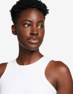 Nike One Fitted Dri-FIT Cropped Tank Top - White/Black 8 Nike One Fitted Dri-FIT Cropped Tank Top - White/Black -The Sports Edit nike one fitted dri fit cropped tank top white black fn2806 100 4