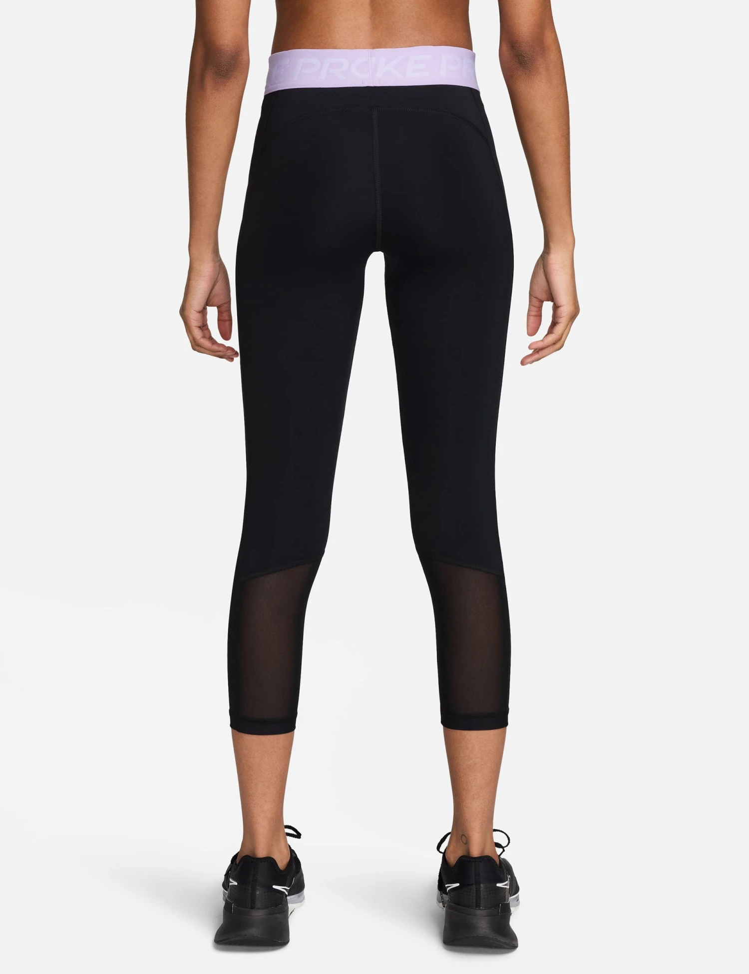 Nike Pro 365 Cropped Mesh Panel Leggings - Black/Lilac Bloom/White 4 Nike Pro 365 Cropped Mesh Panel Leggings - Black/Lilac Bloom/White - Image 2