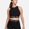 Nike Pro Dri-FIT Cropped Tank Top - Black/Metallic Silver 2 Nike Pro Dri-FIT Cropped Tank Top - Black/Metallic Silver -The Sports Edit nike pro dri fit cropped tank top black silver fb5588 010 1
