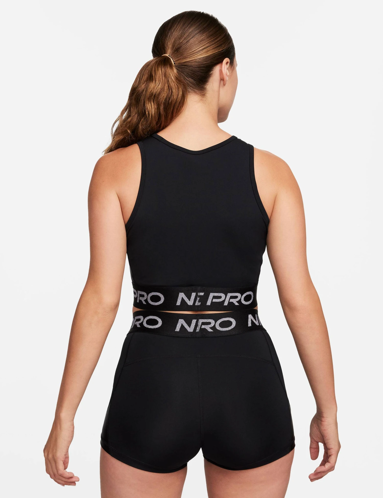 Nike Pro Dri-FIT Cropped Tank Top - Black/Metallic Silver 4 Nike Pro Dri-FIT Cropped Tank Top - Black/Metallic Silver - Image 2