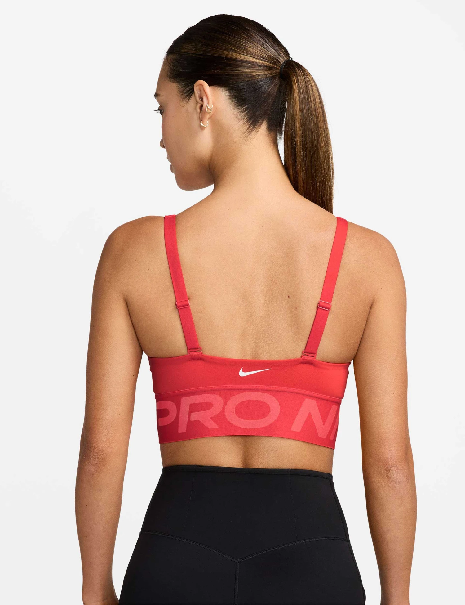 Nike Pro Indy Plunge Medium-Support Sports Bra - Light Crimson/Ember Glow/White 4 Nike Pro Indy Plunge Medium-Support Sports Bra - Light Crimson/Ember Glow/White - Image 2