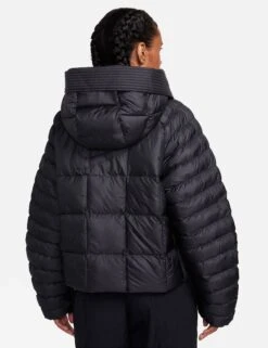 Nike Sportswear Swoosh Puffer Oversized Hooded Jacket - Black/White -The Sports Edit nike sportswear swoosh puffer oversized hooded jacket black fb8729 010 2