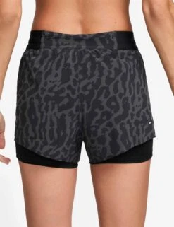 Nike Swift Dri-FIT 2-in-1 Printed Running Shorts - Black/Reflective Silver -The Sports Edit nike swift dri fit 2 in 1 printed running shorts black silver ib5847 010 3