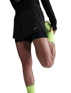 Nike Swift Dri-FIT Mid-Rise 2-in-1 Running Shorts - Black/Reflective Silver