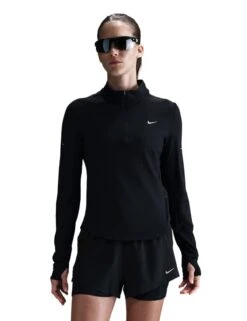 Nike Swift Dri-FIT UV 1/4-Zip Running Top - Black/Reflective Silver