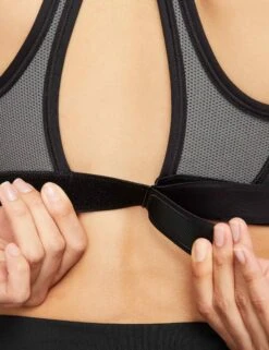 Nike Swoosh High Support Bra - Black/Iron Grey/White -The Sports Edit nike swoosh high support bra black grey white DX6815 010 3