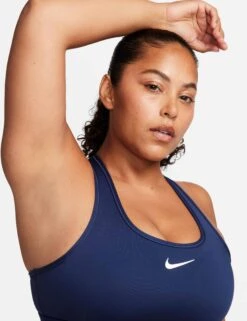 Nike Swoosh Medium Support Bra - Midnight Navy/White -The Sports Edit nike swoosh medium support bra navy white dx6821 410 3