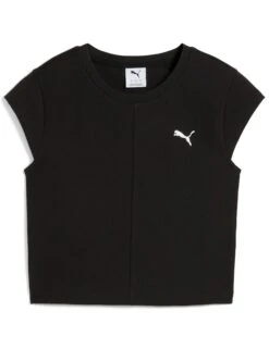Puma Wardrobe Ess Ribbed Baby Tee - Black 9 Puma Wardrobe Ess Ribbed Baby Tee - Black -The Sports Edit puma wardrobe ess ribbed baby tee black 62976801 4