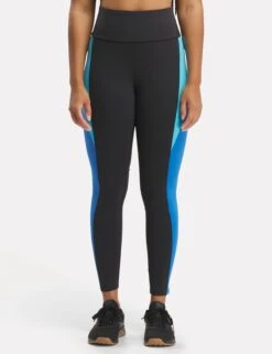 Reebok Lux High Waisted Legging - Black/Kinetic Blue