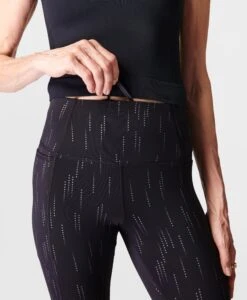 Sweaty Betty Therma Boost 2.0 Running Leggings - Grey Reflective Print -The Sports Edit sb9544 greysbdotreflectiveprint fulllength 6