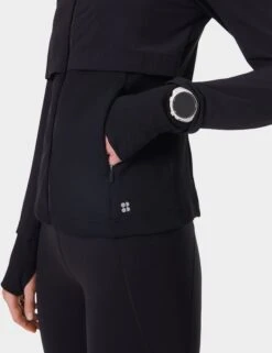 Sweaty Betty Pro Run Water Resistant Run Jacket - Black -The Sports Edit sb9886 black 5