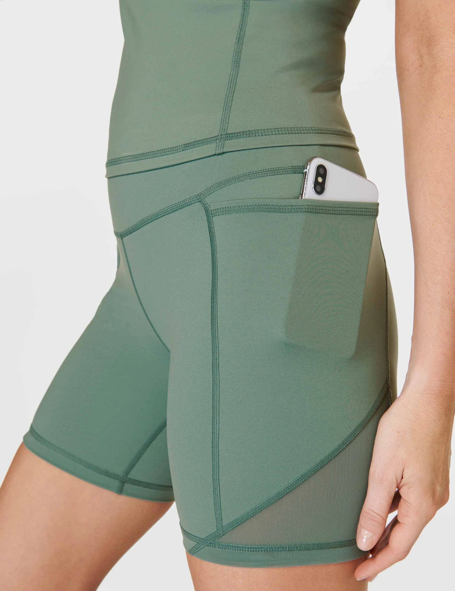 Sweaty Betty Power Aerial Mesh 6" Gym Short - Cool Forest Green 3 Sweaty Betty Power Aerial Mesh 6" Gym Short - Cool Forest Green