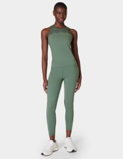 Sweaty Betty Power Aerial Mesh 7/8 Gym Leggings - Cool Forest Green -The Sports Edit sweaty betty aerial core 78 workout leggings cool forest green sb9549 7