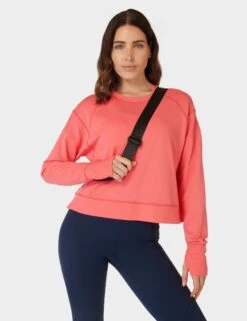 Sweaty Betty After Class Crop Sweatshirt - Coral Pink 12 Sweaty Betty After Class Crop Sweatshirt - Coral Pink -The Sports Edit sweaty betty after class crop sweatshirt coral pink sb5622c 7