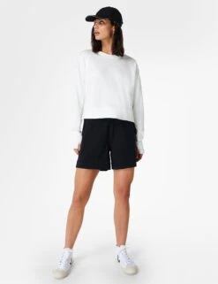 Sweaty Betty After Class Crop Sweatshirt - Lily White -The Sports Edit sweaty betty after class crop sweatshirt lily white sb5622c 3