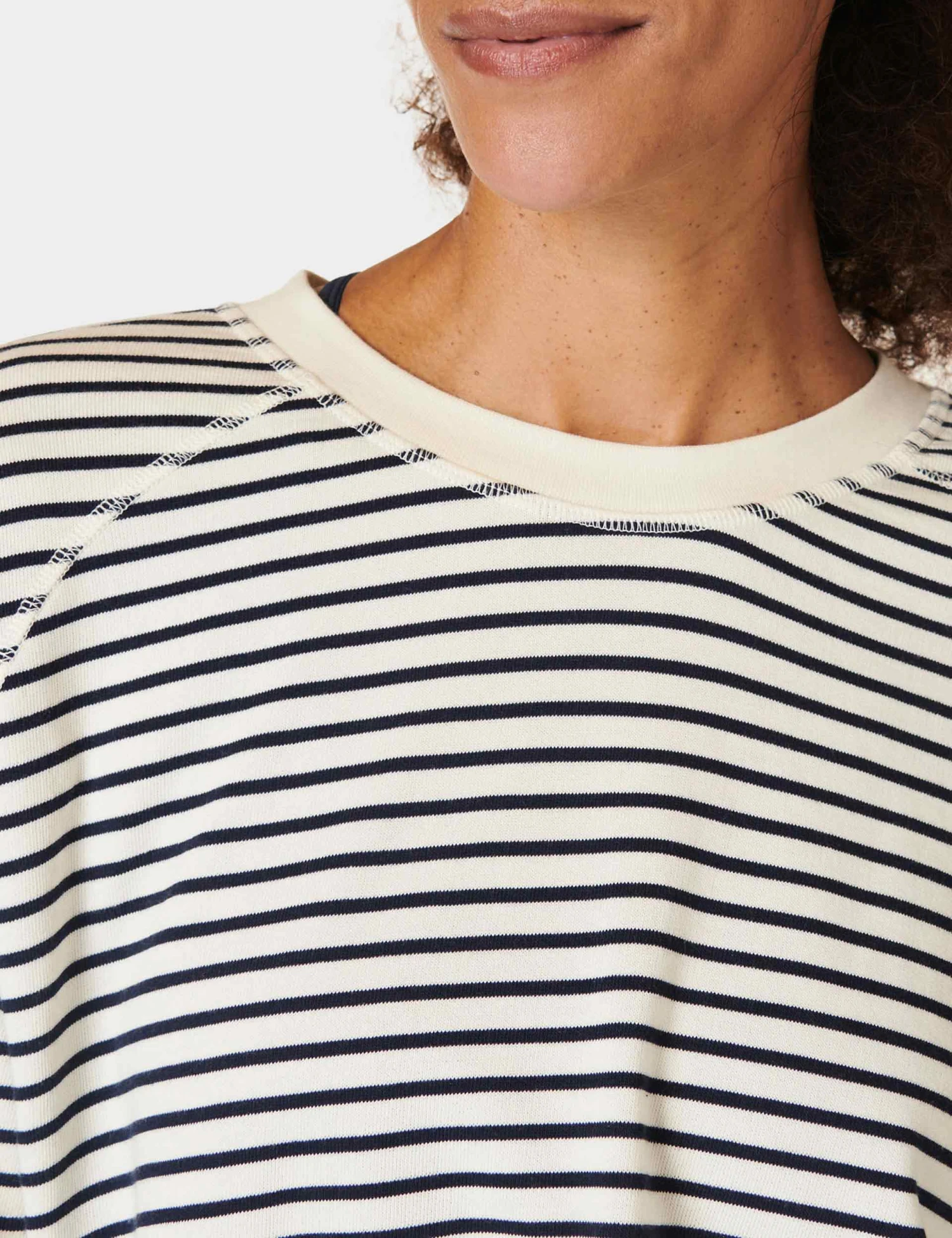 Sweaty Betty After Class Crop Sweatshirt - Lily White Stripe 5 Sweaty Betty After Class Crop Sweatshirt - Lily White Stripe - Image 3