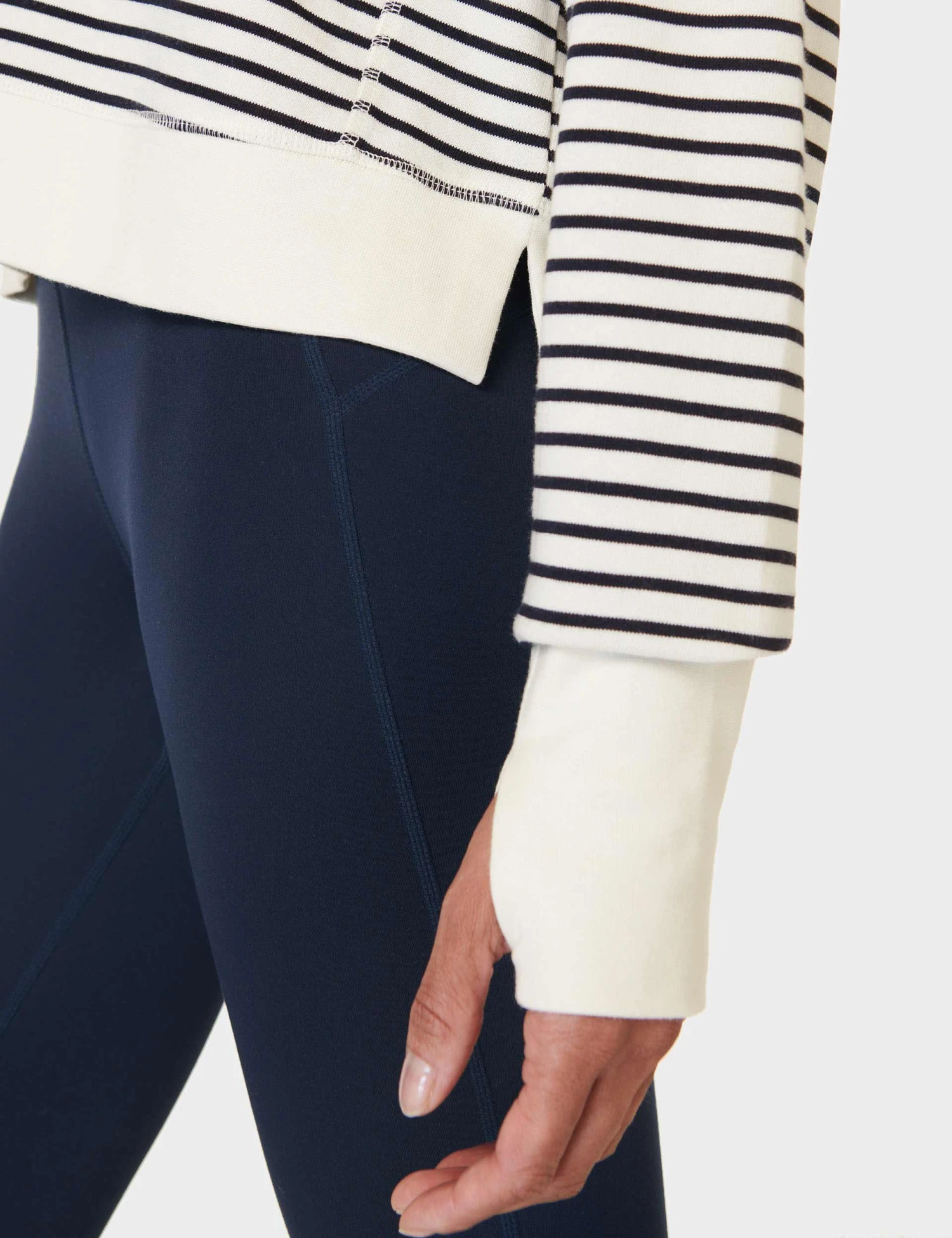 Sweaty Betty After Class Crop Sweatshirt - Lily White Stripe 7 Sweaty Betty After Class Crop Sweatshirt - Lily White Stripe - Image 5