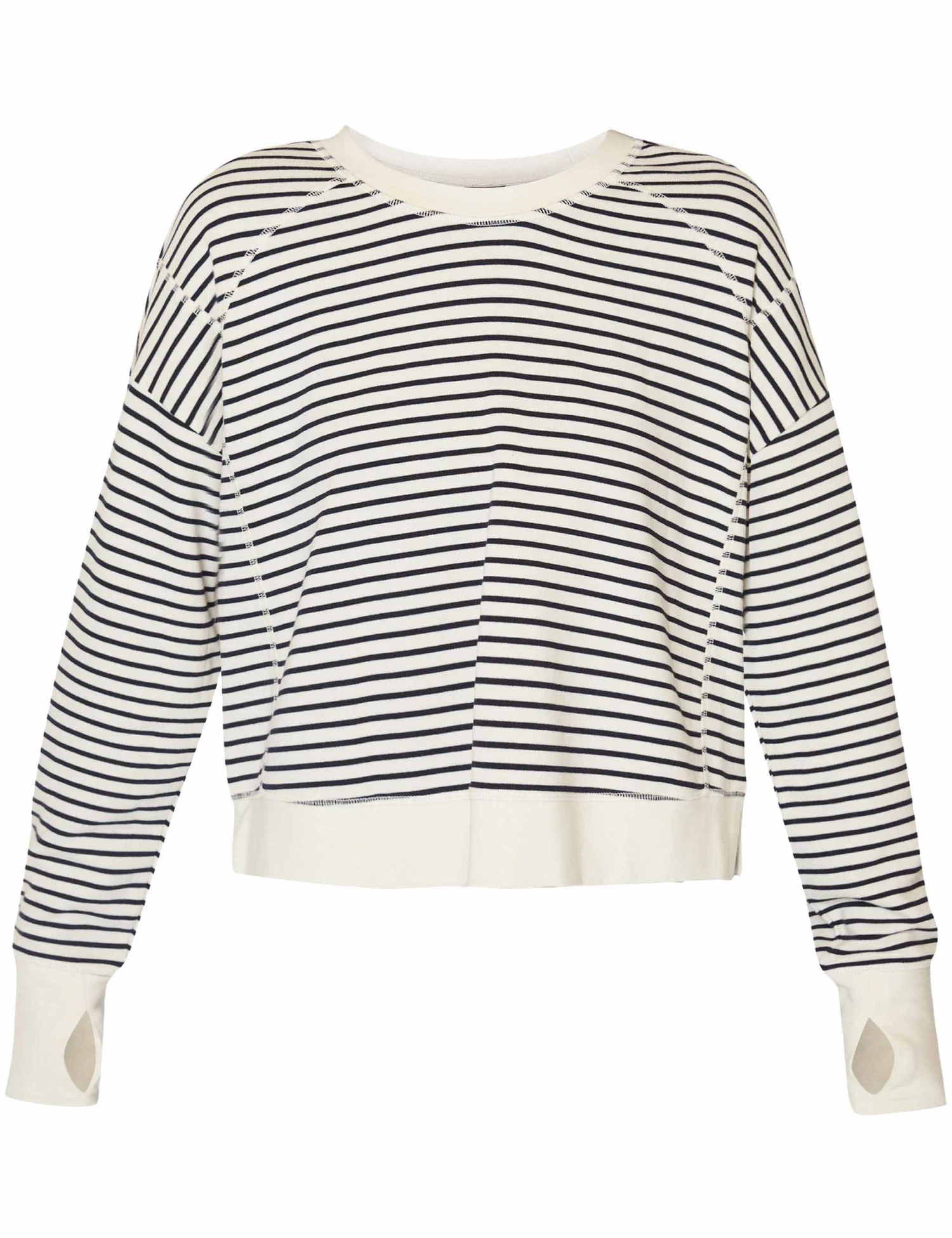 Sweaty Betty After Class Crop Sweatshirt - Lily White Stripe 10 Sweaty Betty After Class Crop Sweatshirt - Lily White Stripe - Image 8