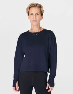 Sweaty Betty After Class Crop Sweatshirt - Navy Blue