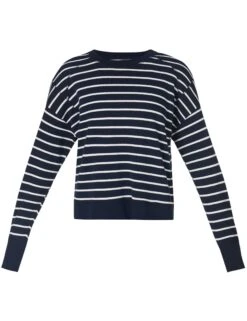 Sweaty Betty After Class Crop Sweatshirt - Navy White Stripe -The Sports Edit sweaty betty after class crop sweatshirt navy white stripe sb5622c 3