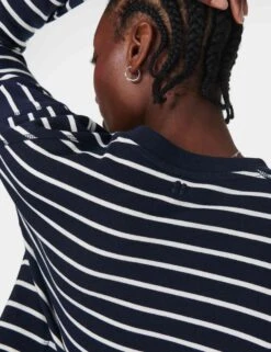 Sweaty Betty After Class Crop Sweatshirt - Navy White Stripe -The Sports Edit sweaty betty after class crop sweatshirt navy white stripe sb5622c 8