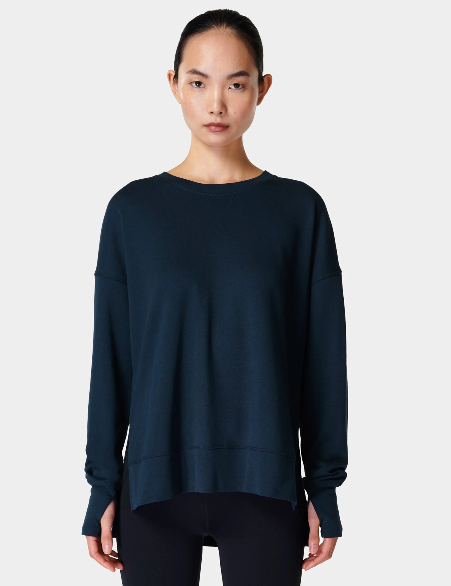 Sweaty Betty After Class Longline Sweatshirt - Navy Blue 3 Sweaty Betty After Class Longline Sweatshirt - Navy Blue
