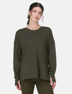 Sweaty Betty After Class Longline Sweatshirt - Nori Green