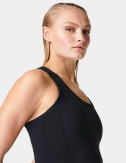 Sweaty Betty Athlete Crop Seamless Gym Vest - Black -The Sports Edit sweaty betty athlete crop seamless gym vest black sb6545c 3