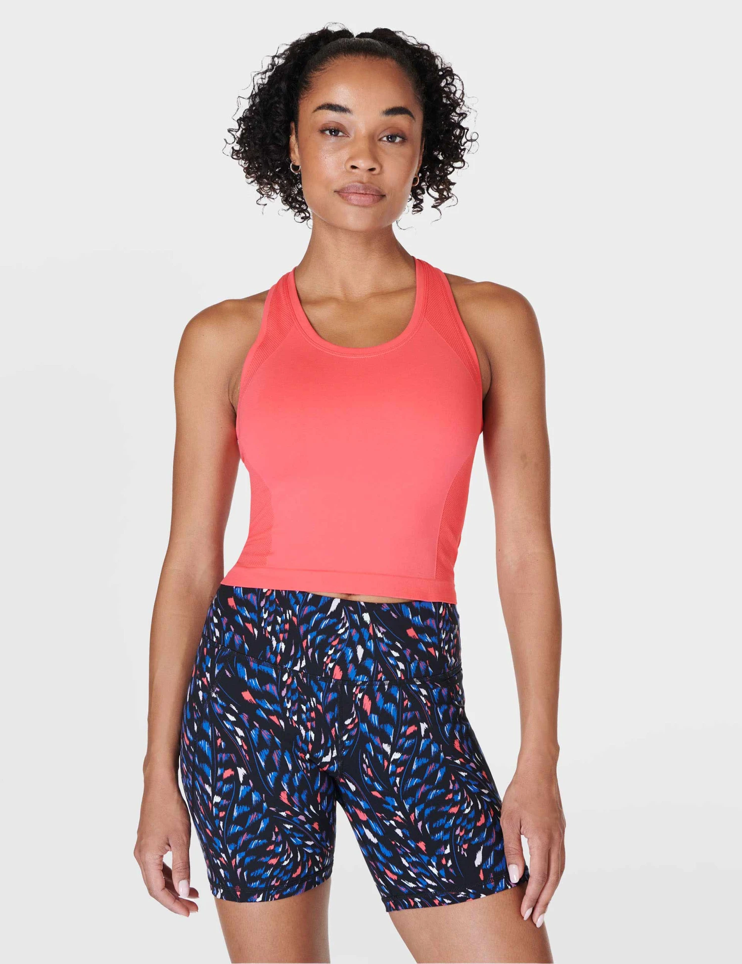 Sweaty Betty Athlete Crop Seamless Gym Vest - Coral Pink 3 Sweaty Betty Athlete Crop Seamless Gym Vest - Coral Pink