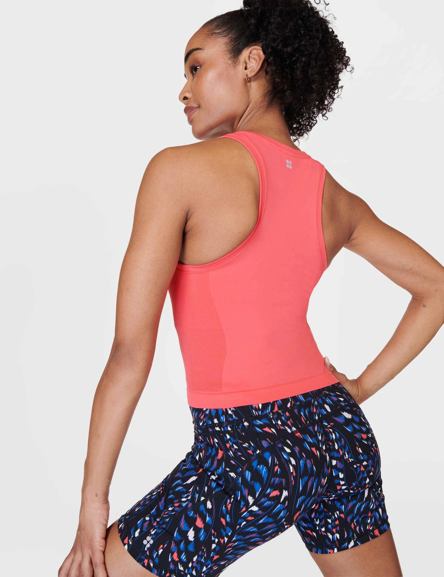 Sweaty Betty Athlete Crop Seamless Gym Vest - Coral Pink 4 Sweaty Betty Athlete Crop Seamless Gym Vest - Coral Pink - Image 2