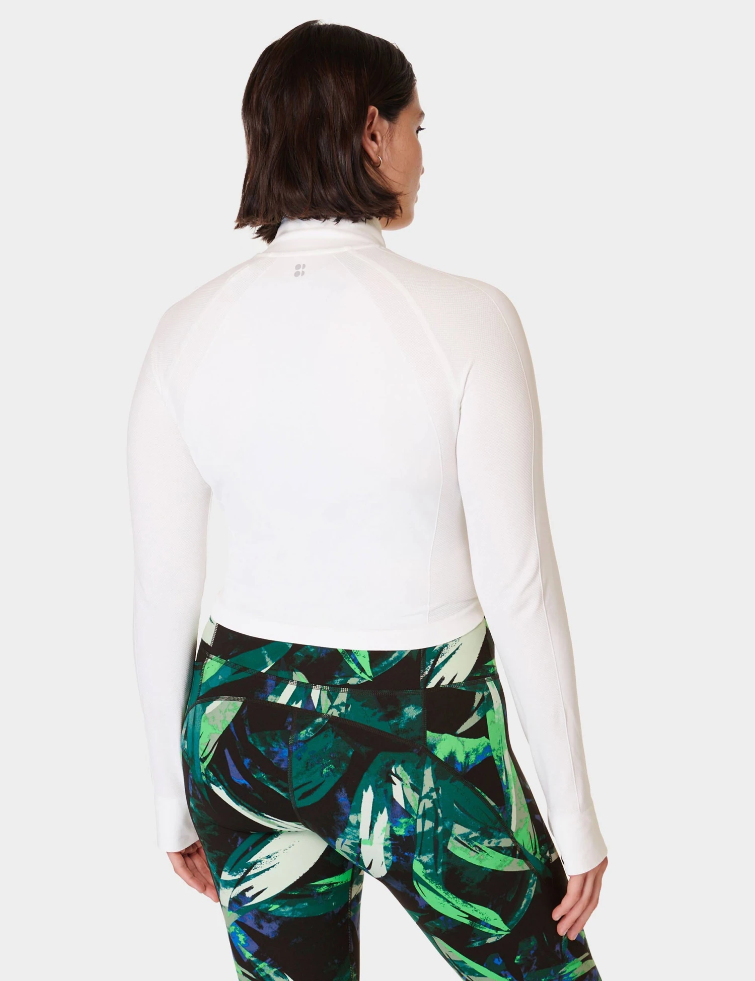 Sweaty Betty Athlete Crop Seamless Gym Zip Up - Lily White 4 Sweaty Betty Athlete Crop Seamless Gym Zip Up - Lily White - Image 2